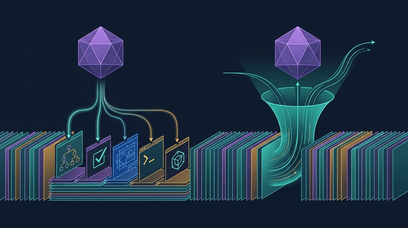 Two runs of the same fixed model version are connected by a changing repository: the first writes artifacts and the second reloads them as context.
